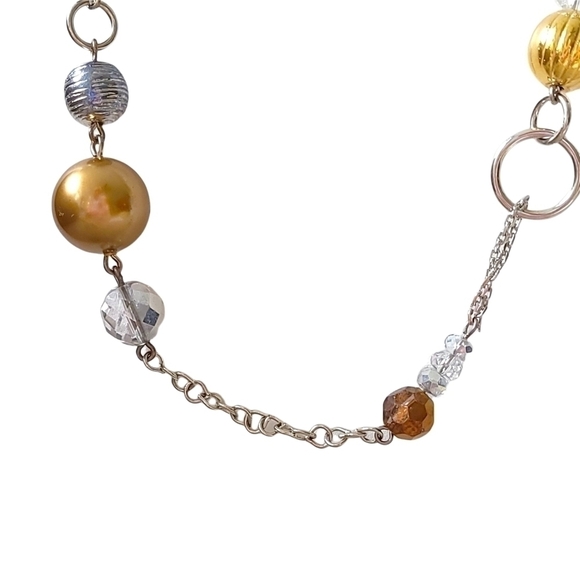 LIA Sophia Silver and Gold Tone Beaded Necklace - Picture 6 of 7